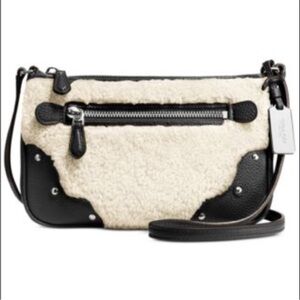Coach Authentic Ryder Pochette Shearling Crossbody Bag